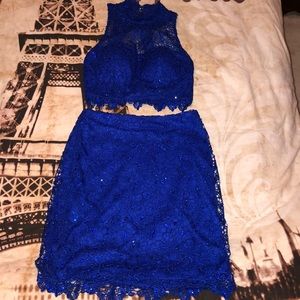 Two piece royal blue sequin designer dress 👑